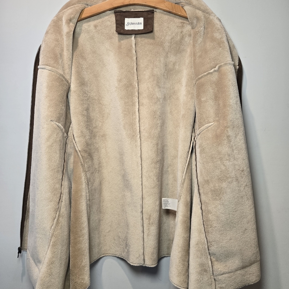 St John's Bay Jacket Coat XL Women's Y2k Faux Suede Fur Lined Full Zip 90s - Picture 7 of 9